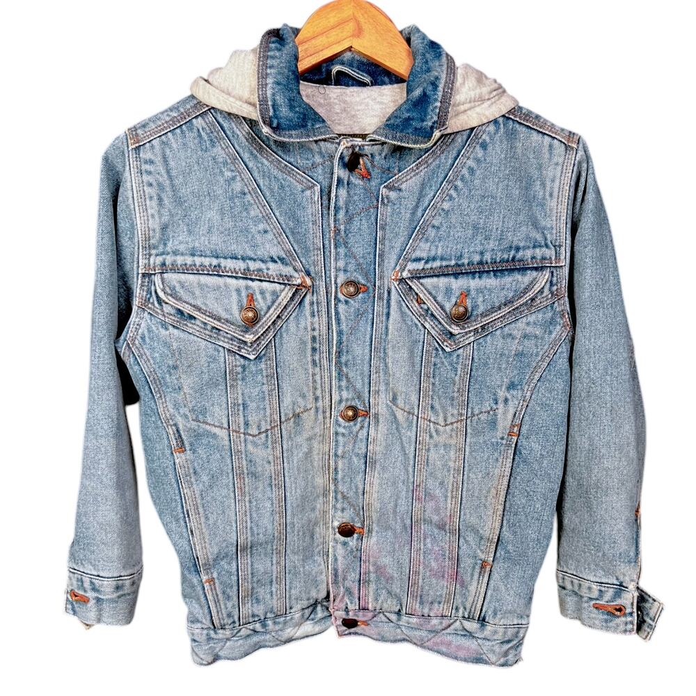 Vintage 80s/90s New Order Outerwear Hooded Denim Jean Jacket - Youth L